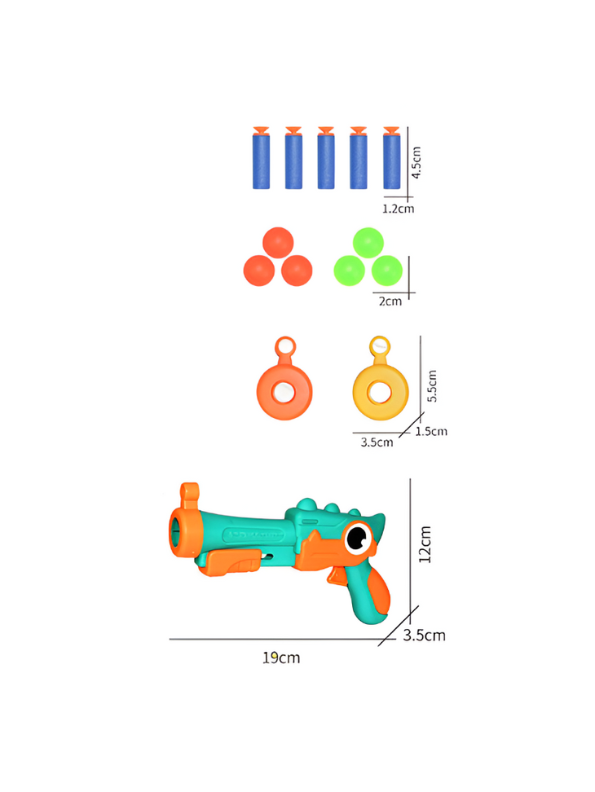 2-in-1 Dinosaur Theme Kids Toy Gun Blaster Set – Foam Dart & Target Ball Shooter with Score Target | Safe & Fun Shooting Game LMI14891.