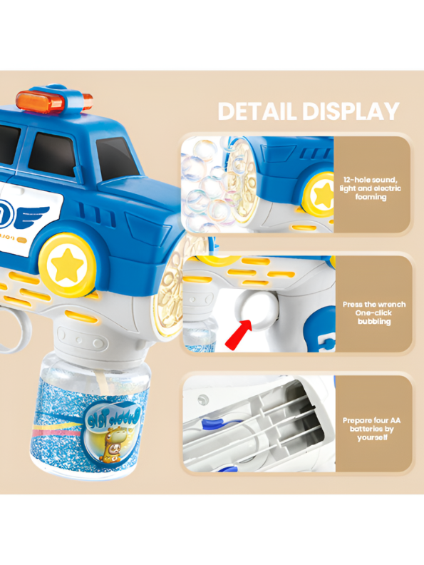 2-in-1 Electric Police Car Bubble Gun LMI16590.