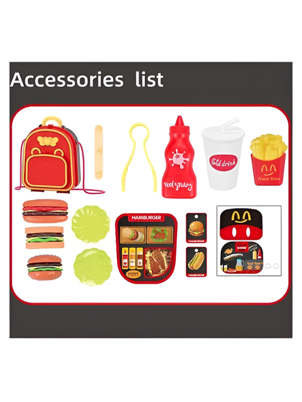 2-in-1 Kids Burger Shop Play Set Backpack TV160.