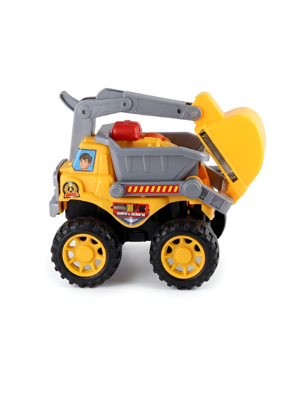 2-in-1 Kids Construction Truck Toy – Friction Powered Excavator & Dump Truck TV3529.