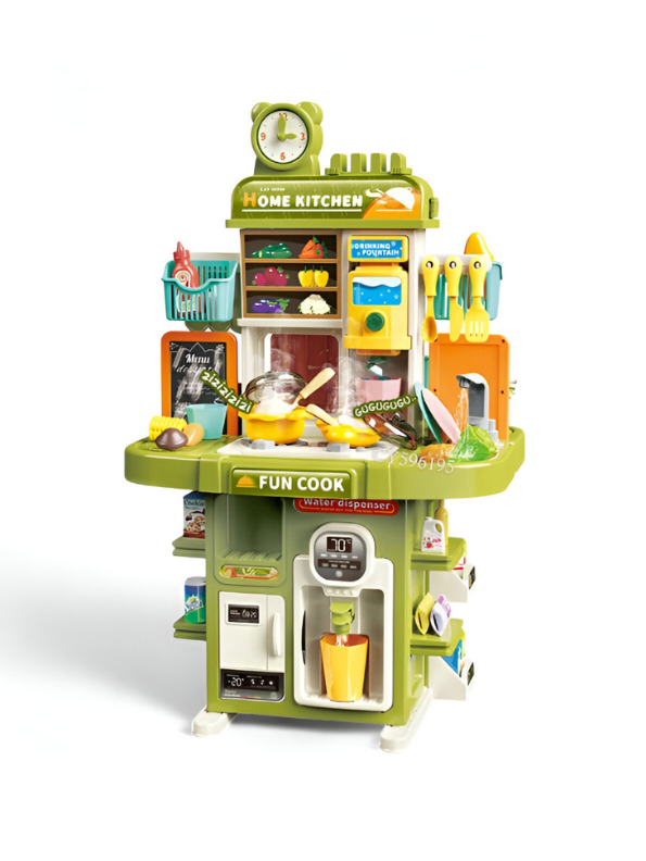 2-in-1 Kids Kitchen Playset with Water Dispenser & Accessories | Toddler Cooking Pretend Play Toy NX13727.