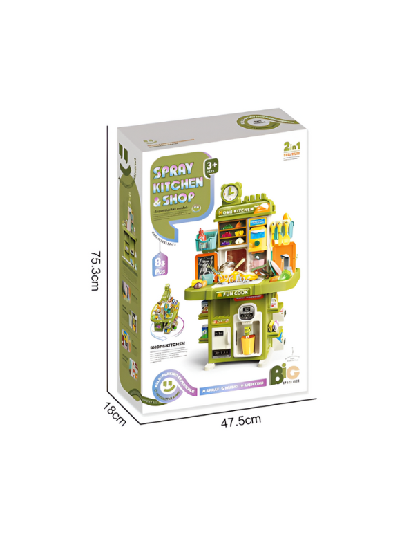 2-in-1 Kids Kitchen Playset with Water Dispenser & Accessories | Toddler Cooking Pretend Play Toy NX13727.