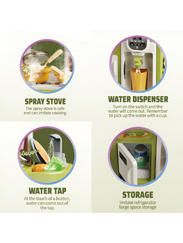 2-in-1 Kids Kitchen Playset with Water Dispenser & Accessories | Toddler Cooking Pretend Play Toy NX13727.