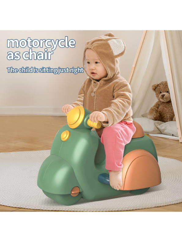 2-in-1 Kids Kitchen Playset & Ride-On Motorcycle – 45PCS Pretend Cooking Toy Set with Food Accessories TV6942.