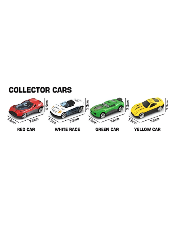 2-in-1 Mega Storage Truck & Racing Track Set – Toy Car Transporter with 4 Die-Cast Cars, Transforming Playset MD3578.