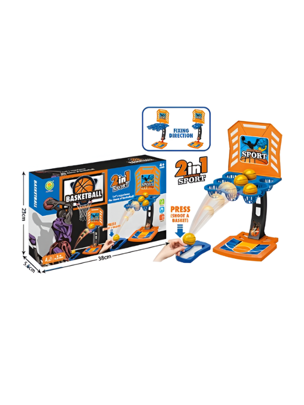 2-in-1 Mini Desktop Basketball Game Toy with Launcher and Scoring Baskets TV6342.