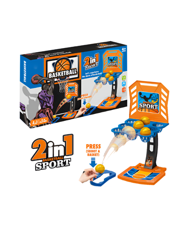 2-in-1 Mini Desktop Basketball Game Toy with Launcher and Scoring Baskets TV6342.
