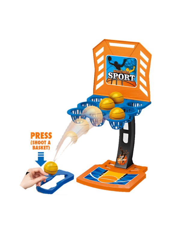 2-in-1 Mini Desktop Basketball Game Toy with Launcher and Scoring Baskets TV6342.