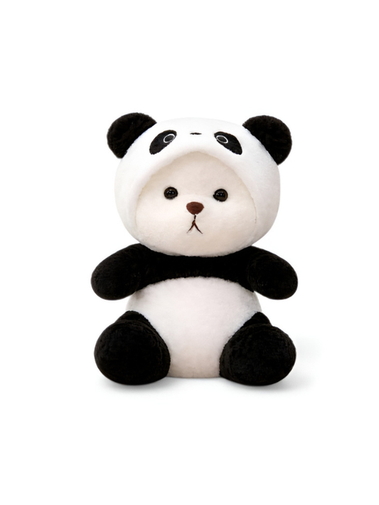 2-in-1 Reversible Panda Teddy Bear Plush Toy - 15 Inch Soft Stuffed Animal with Removable Panda Hoodie Cap ST14192.
