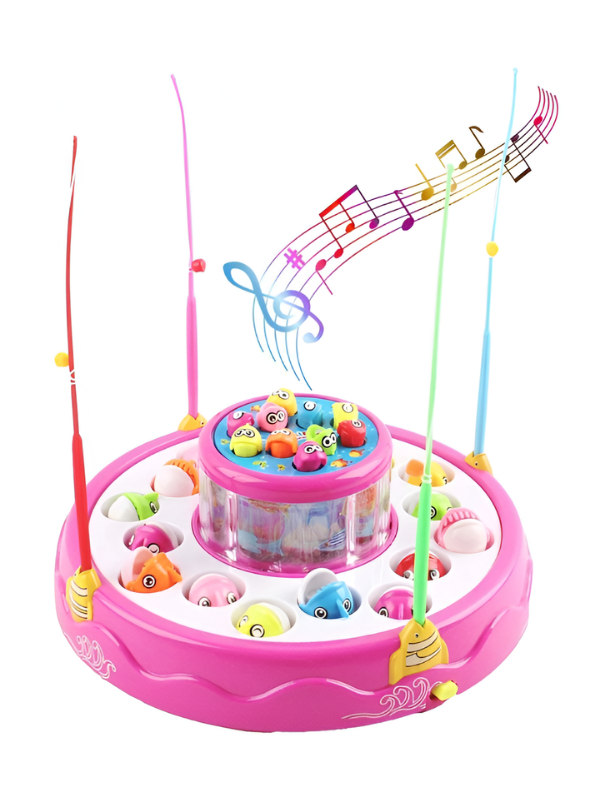 2-in-1 Rotating Ocean Fishing Pond Toy with Music, Glowing Lights & 4 Fishing Rods for Kids MD488