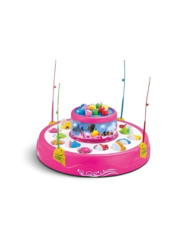 2-in-1 Rotating Ocean Fishing Pond Toy with Music, Glowing Lights & 4 Fishing Rods for Kids MD488