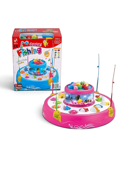 2-in-1 Rotating Ocean Fishing Pond Toy with Music, Glowing Lights & 4 Fishing Rods for Kids MD488