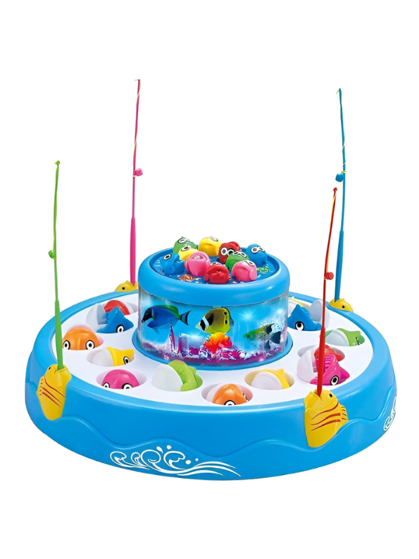 2-in-1 Rotating Ocean Fishing Pond Toy with Music, Glowing Lights & 4 Fishing Rods for Kids MD488