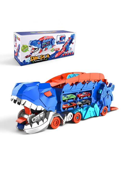2-in-1 Transforming Dinosaur Truck Toy with Race Track & Mini Cars MD502.