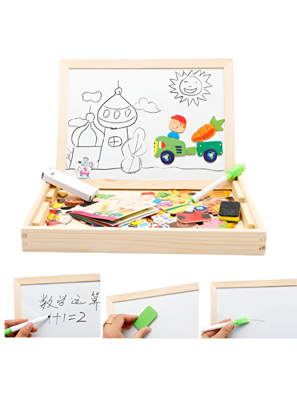2-in-1 Wooden Magnetic Puzzle Toy & Drawing Board TV6306.
