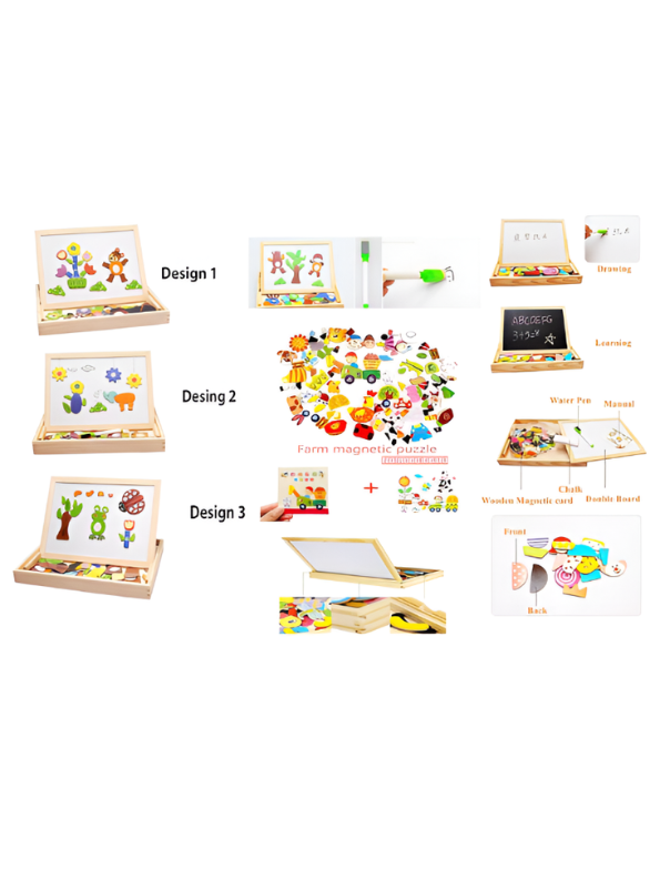 2-in-1 Wooden Magnetic Puzzle Toy & Drawing Board TV6306.