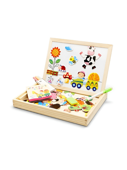 2-in-1 Wooden Magnetic Puzzle Toy & Drawing Board TV6306.
