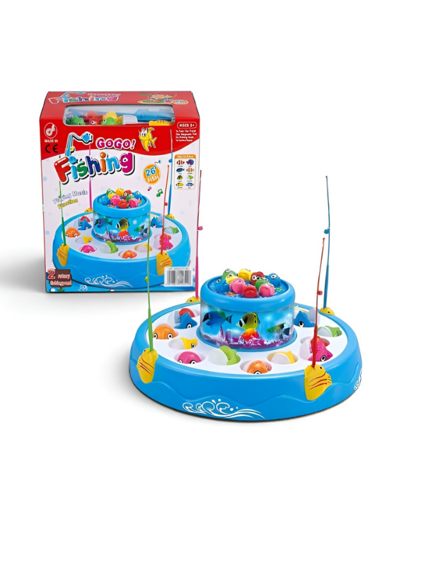 2-in-1 Rotating Ocean Fishing Pond Toy with Music, Glowing Lights & 4 Fishing Rods for Kids MD488
