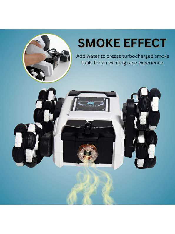 2.4G All-Terrain RC Robot Dog Stunt Vehicle with Drift Wheels, Mist Spray & LED Lights MDI711