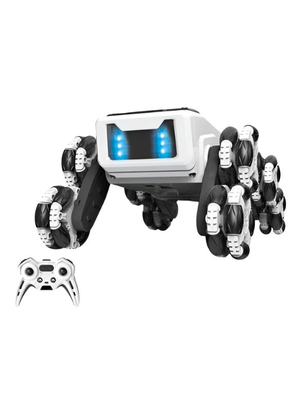 2.4G All-Terrain RC Robot Dog Stunt Vehicle with Drift Wheels, Mist Spray & LED Lights MDI711