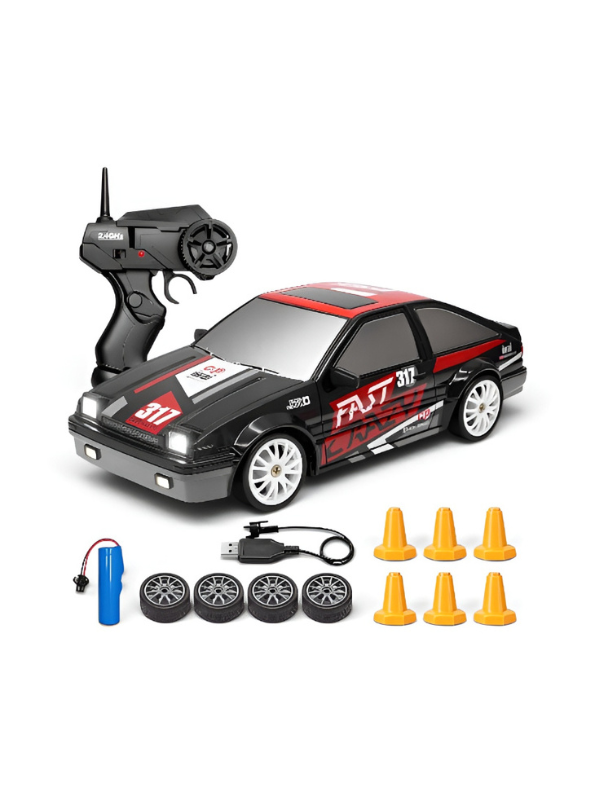 2.4GHz High-Speed RC Drift Car (1:24 Scale) | 15 KMPH Remote Control Racing Toy Car with Extra Tires & Rechargeable Battery for Kids TV6437