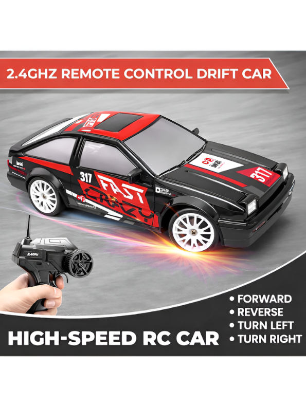 2.4GHz High-Speed RC Drift Car (1:24 Scale) | 15 KMPH Remote Control Racing Toy Car with Extra Tires & Rechargeable Battery for Kids TV6437