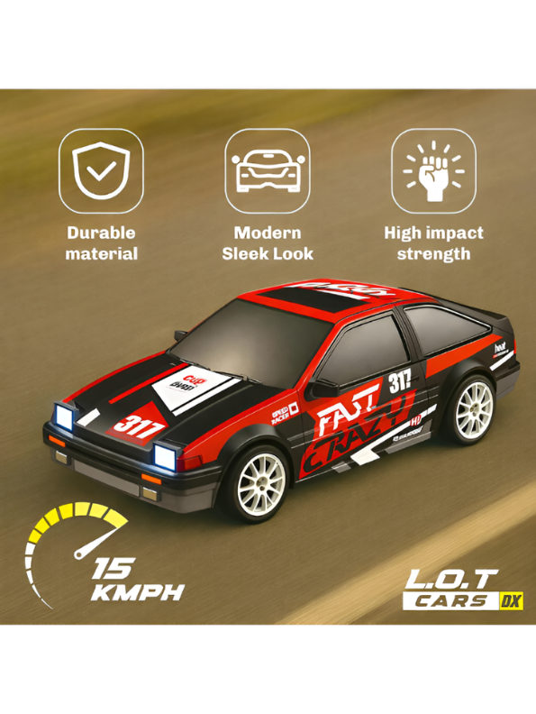2.4GHz High-Speed RC Drift Car (1:24 Scale) | 15 KMPH Remote Control Racing Toy Car with Extra Tires & Rechargeable Battery for Kids TV6437