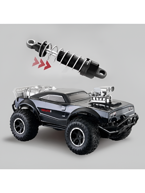 2.4GHz RC Rock Crawler Off-Road Monster Truck | Black Muscle Car Die-Cast Style Remote Control Vehicle | 1:8 Scale High-Torque All-Terrain Toy Truck with Rechargeable Battery TV2165