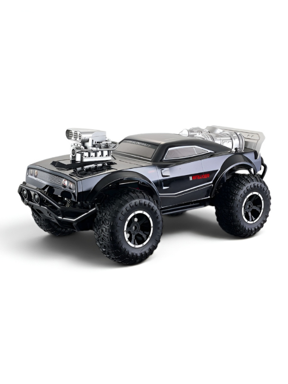 2.4GHz RC Rock Crawler Off-Road Monster Truck | Black Muscle Car Die-Cast Style Remote Control Vehicle | 1:8 Scale High-Torque All-Terrain Toy Truck with Rechargeable Battery TV2165