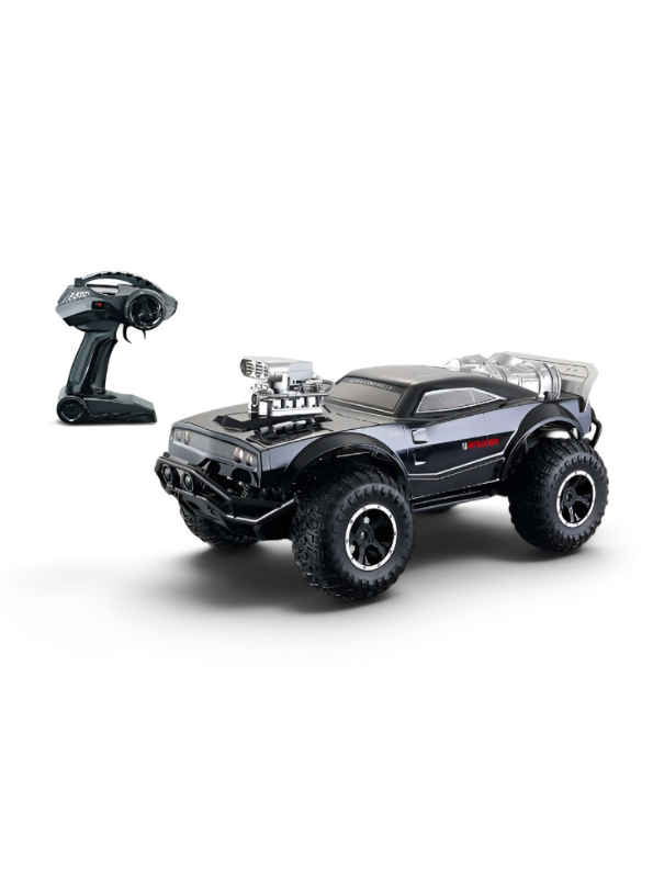 2.4GHz RC Rock Crawler Off-Road Monster Truck | Black Muscle Car Die-Cast Style Remote Control Vehicle | 1:8 Scale High-Torque All-Terrain Toy Truck with Rechargeable Battery TV2165