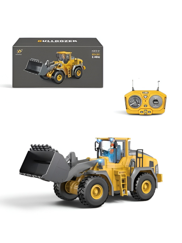 2.4GHz Remote Control Bulldozer Toy, 9-Channel RC Front Loader Construction Vehicle Rechargable Battery Electric Toy TV7210