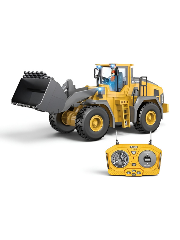 2.4GHz Remote Control Bulldozer Toy, 9-Channel RC Front Loader Construction Vehicle Rechargable Battery Electric Toy TV7210