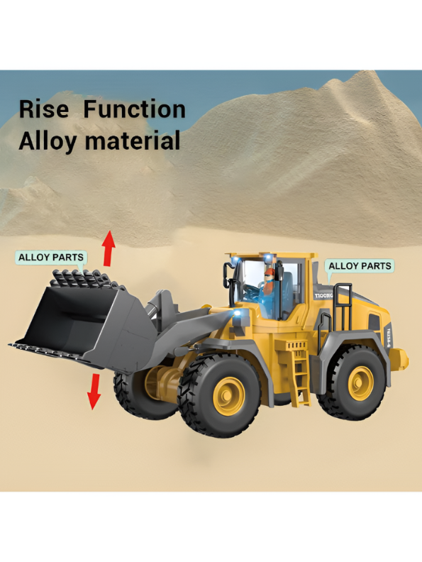 2.4GHz Remote Control Bulldozer Toy, 9-Channel RC Front Loader Construction Vehicle Rechargable Battery Electric Toy TV7210