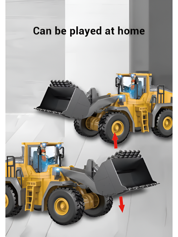 2.4GHz Remote Control Bulldozer Toy, 9-Channel RC Front Loader Construction Vehicle Rechargable Battery Electric Toy TV7210