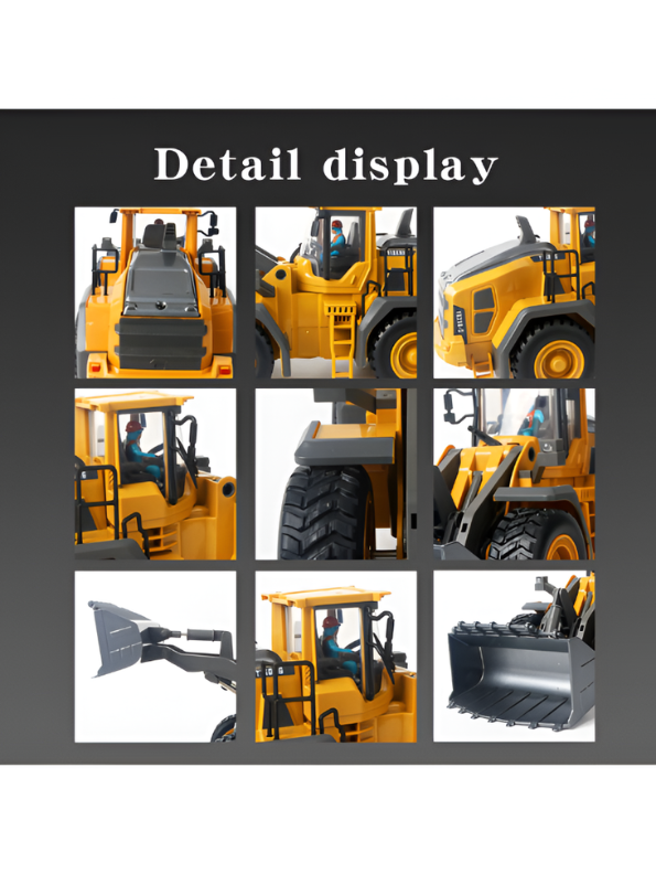 2.4GHz Remote Control Bulldozer Toy, 9-Channel RC Front Loader Construction Vehicle Rechargable Battery Electric Toy TV7210