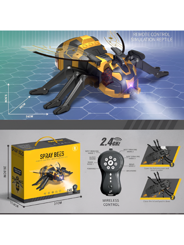 Interactive 2.4GHz Remote Control Mechanical Spray Bee with LED Lights & Music TV275