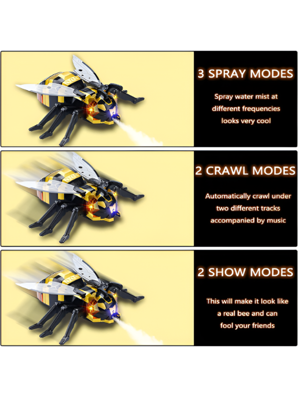 Interactive 2.4GHz Remote Control Mechanical Spray Bee with LED Lights & Music TV275