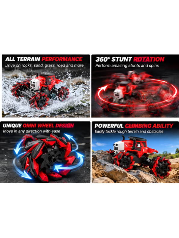 2.4G Remote Control Storm Stunt Green Car for All Terrains with Shock Absorbers and 7.4V Rechargeable Battery LMI16946