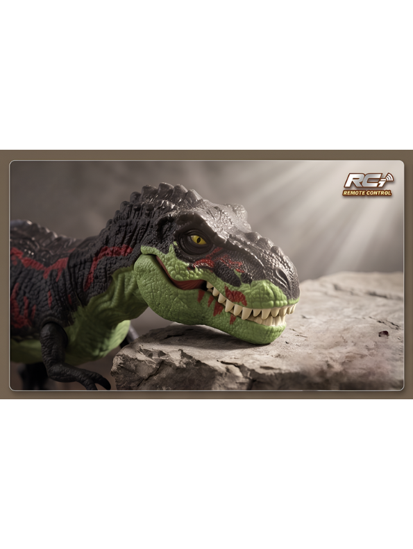 2.4G Remote Control Black T-Rex Dinosaur Toy with Realistic Mist Spray, LED Lights, Roaring Sound, and 360° Rotation - Walking Tyrannosaurus Rex RC Robot for Kids LMI15366