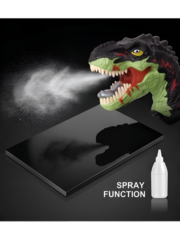 2.4G Remote Control Black T-Rex Dinosaur Toy with Realistic Mist Spray, LED Lights, Roaring Sound, and 360° Rotation - Walking Tyrannosaurus Rex RC Robot for Kids LMI15366