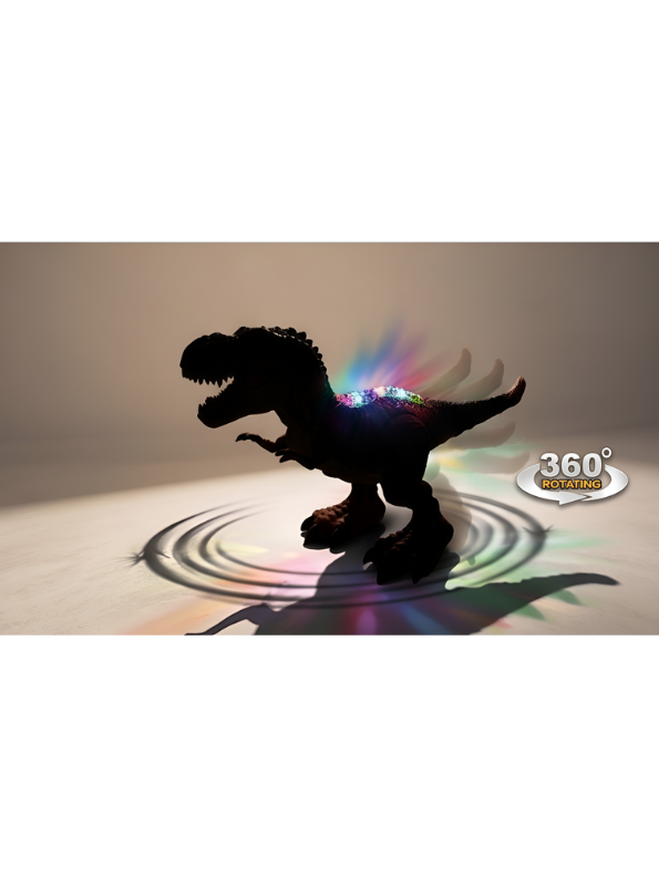 2.4G Remote Control Brown T-Rex Dinosaur Toy with Realistic Mist Spray, LED Lights, Roaring Sound, and 360° Rotation - Walking Tyrannosaurus Rex RC Robot for Kids LMI15366