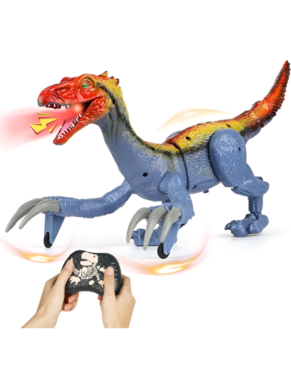 2.4G Remote Control Therizinosaurus Dinosaur Toy with Spray, LED Lights, Roaring Sounds, and Walking Action – Interactive Electronic Robot Dinosaur Toy with USB Rechargeable Battery for Kids LMI13943