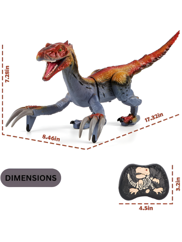 2.4G Remote Control Therizinosaurus Dinosaur Toy with Spray, LED Lights, Roaring Sounds, and Walking Action – Interactive Electronic Robot Dinosaur Toy with USB Rechargeable Battery for Kids LMI13943