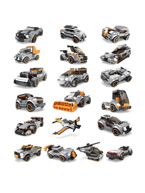 20-in-1 Building Blocks Toy Set – 233+ PCS DIY Race Car, Plane & Truck MD3309.