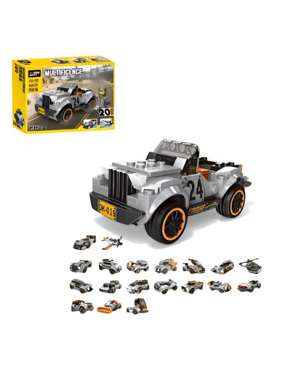 20-in-1 Building Blocks Toy Set – 233+ PCS DIY Race Car, Plane & Truck MD3309.