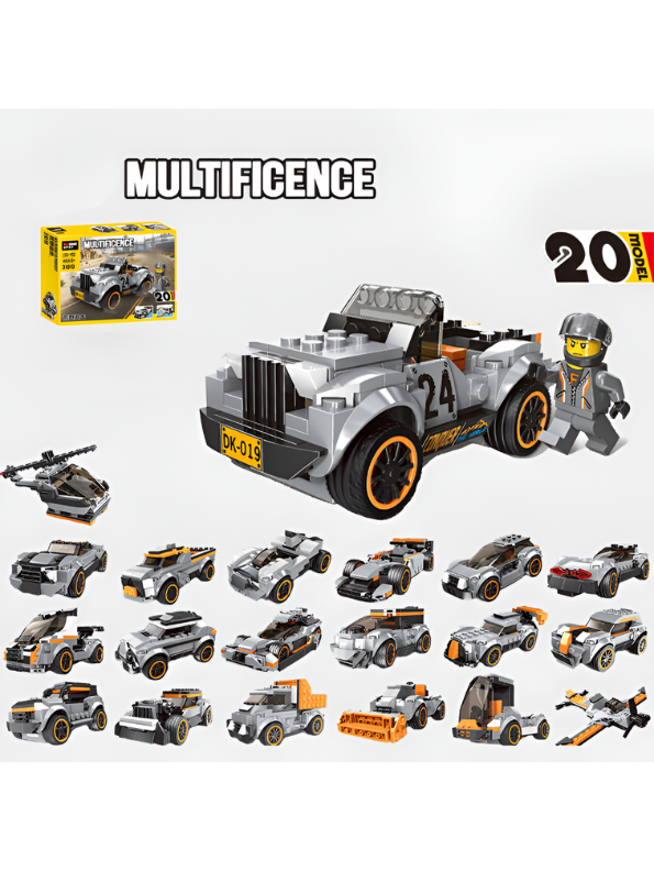 20-in-1 Multificence Building Blocks Set | 233+ Pcs Vehicle Toy Kit TV6261