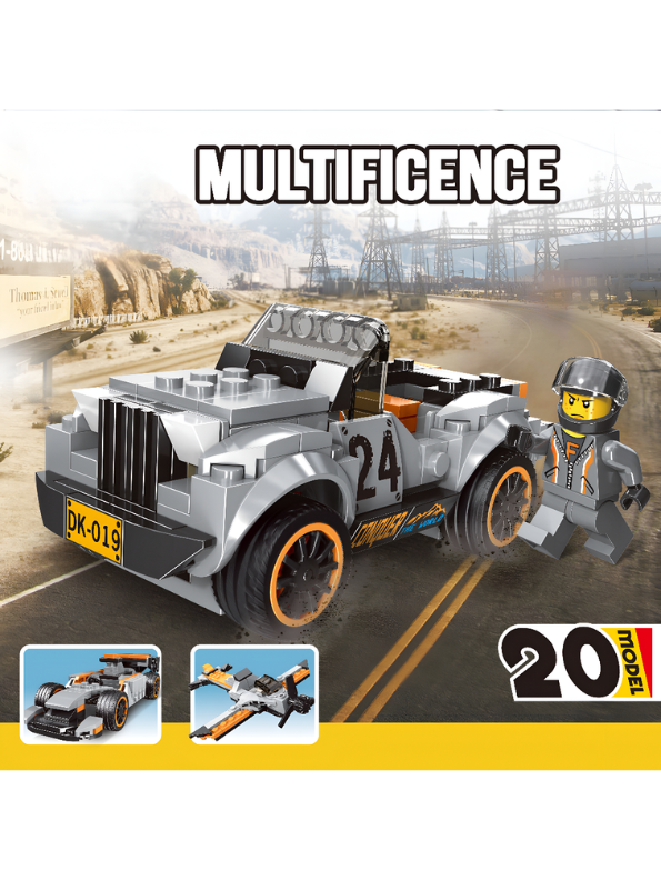 20-in-1 Multificence Building Blocks Set | 233+ Pcs Vehicle Toy Kit TV6261