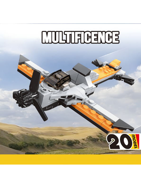 20-in-1 Multificence Building Blocks Set | 233+ Pcs Vehicle Toy Kit TV6261