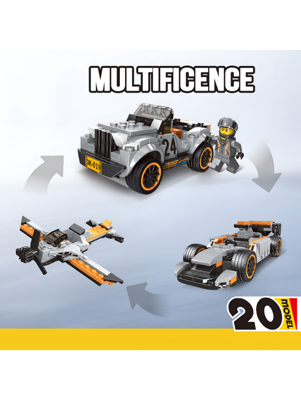 20-in-1 Multificence Building Blocks Set | 233+ Pcs Vehicle Toy Kit TV6261