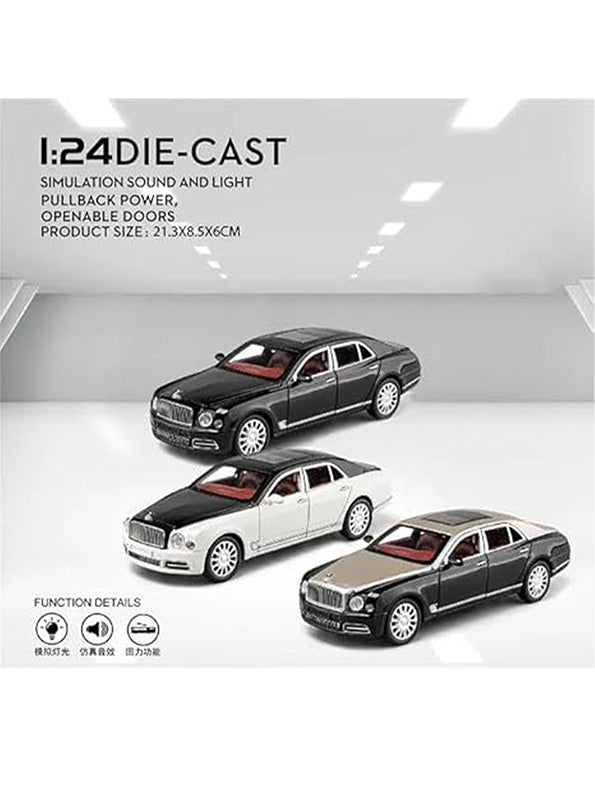 Bentley Mulsanne Metal Diecast Car Scale 1:24 - White (TV-AG-24) - Toyloft